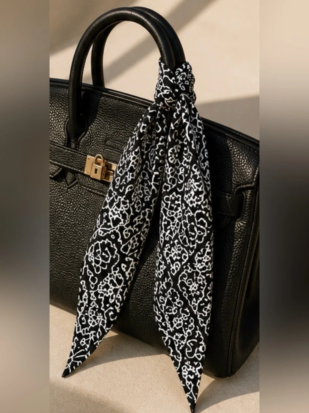Black & White Paisley Skinny Scarf | Twilly Classic Monochrome Neck, Hair & Bag